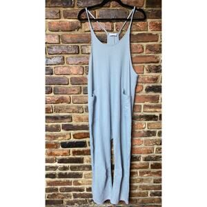 Pink Lily Sage Green Day In The Life Waffle Knit Thermal Jumpsuit Size Medium